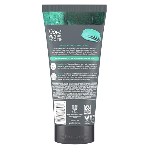 Dove Men + Care Eucalyptus Body and Face Scrub Hydrated & Nourished Skin, 100% Gentle, No Sulfates or Parabens, 9 oz
|